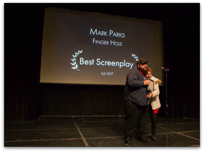 Screenwriter and Director Mark Parks wins an award in 2017